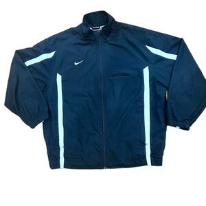 Nike Y2K Black White Track Jacket Men’s Large Mesh Lined Zip Chest&Hand Pockets